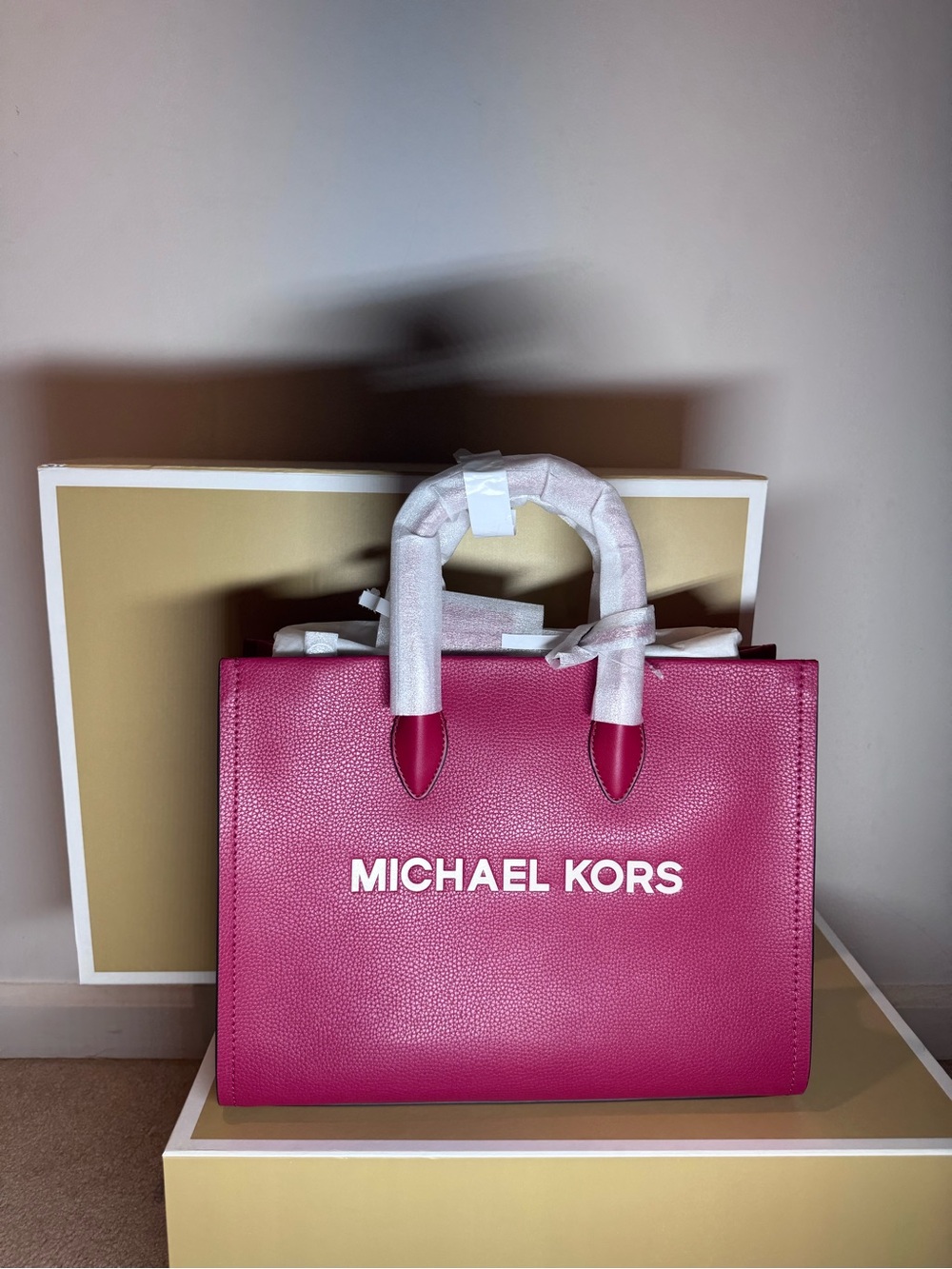 Michael Kors Fuchsia Pebbled Leather Tote